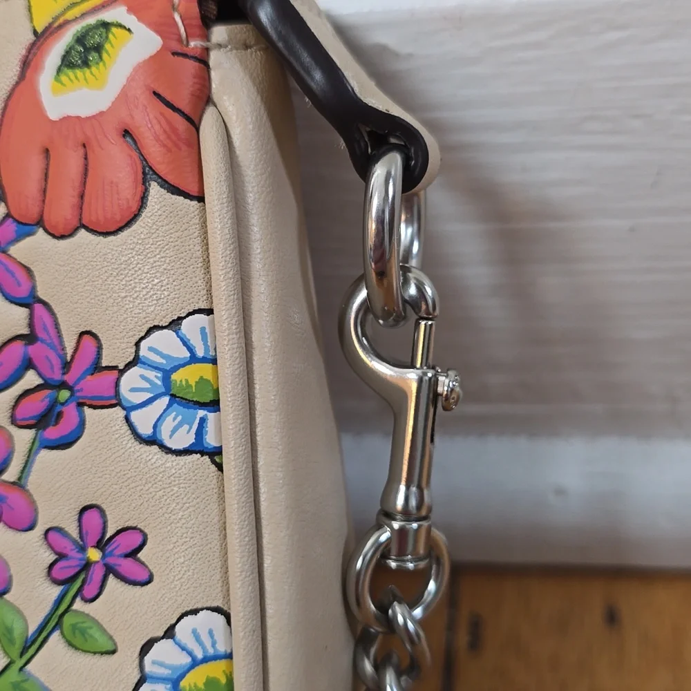 Coach, Nolita 19, Wildflower Print, Leather Beige, EUC, W's 8"W x 4.5"H x 2"D - Picture 9 of 16